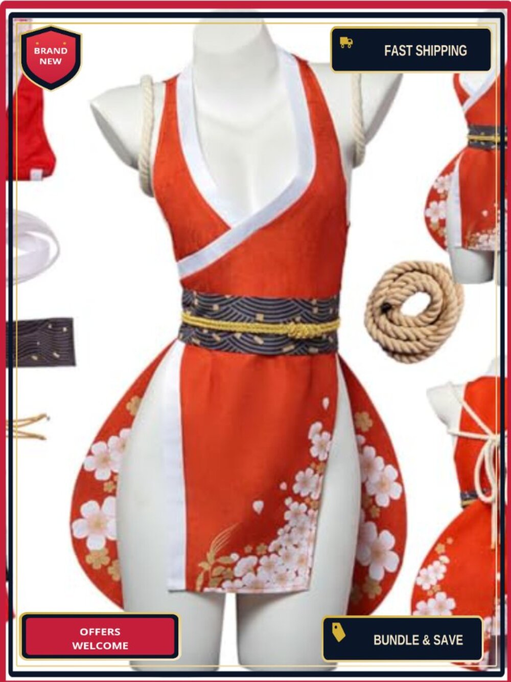 Mai Shiranui Cosplay Costume Polyester Dress Outfit for Halloween